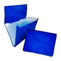 Pasta Sanfonada Plastica A4 12 Divisoes Azul Line