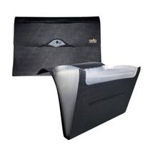 Pasta Sanfonada Plastica A4 12 Divisoes Executiva Preta