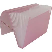 Pasta Sanfonada Plastica A4 12 Divisoes Rosa (7898504393895) - GNA