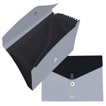 Pasta Sanfonada Plastica A4 12 Divisorias Candy Preto ACP