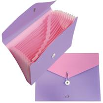 Pasta Sanfonada Plastica A4 12 Divisorias Candy Rosa ACP