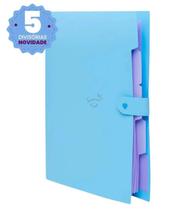 Pasta sanfonada plastica a4 5 divisoes azul pastel unidade polibras Pasta sanfonada plastica a4 5 divisoes azul pastel unidade polibras