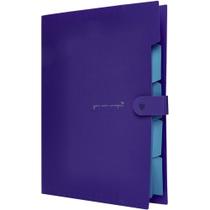 Pasta Sanfonada Plástica A4 5 Divisões Lilás Neon