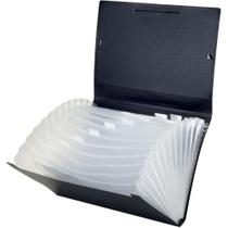 Pasta Sanfonada Plástica A4 com 12 Divisões Preta