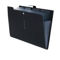 Pasta Sanfonada Plástica A4 com 5 Divisões Preta