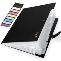 Pasta Sanfonada Sooez com 8 Divisórias para Documentos A4 e Carta Preta Pasta Sanfonada Sooez com 8 Divisórias para Documentos A4 e Carta Preta