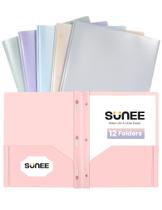 Pasta SUNEE, 2 bolsos com pinos de plástico, pacote com 12 unidades, cor pastel Pasta SUNEE, 2 bolsos com pinos de plástico, pacote com 12 unidades, cor pastel