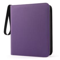 Pasta Top Loader WisOffice para 144 cartas, couro PU roxo Pasta Top Loader WisOffice para 144 cartas, couro PU roxo