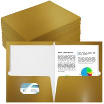 Pasta Yeaqee, pacote com 100 unidades, papel laminado brilhante, carta dourada