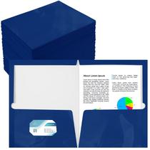 Pasta Yeeqee 125, pacote com 2 bolsos, papel azul laminado brilhante Pasta Yeeqee 125, pacote com 2 bolsos, papel azul laminado brilhante