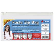 Pasta Zip Bag Voucher de Viajens, Estojo Escolar ou Cheque 28x14cm Cristal Liso Pct/5 Chies