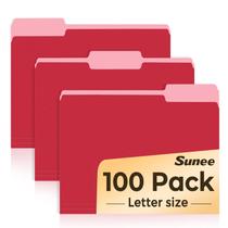 Pastas de Arquivo SUNEE Pacote com 100 Unidades Vermelhas Tamanho Carta com Aba Cortada 1/3 Pastas de Arquivo SUNEE Pacote com 100 Unidades Vermelhas Tamanho Carta com Aba Cortada 1/3