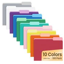 Pastas de arquivo SUNEE, tamanho carta, 10 cores variadas, pacote com 100