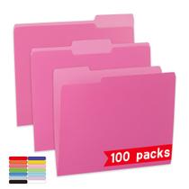 Pastas de arquivo VZCPYTPM, abas de corte de 1/3, tamanho carta, rosa x100