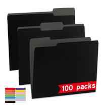 Pastas de arquivo VZCPYTPM pretas, 100 pacotes, tamanho carta, 21,6 x 28 cm