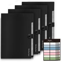 Pastas de arquivos expansíveis SKYDUE, 8 bolsos, A4, tamanho carta, pacote com 4
