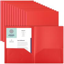 Pastas de plástico Gueevin, 24 unidades com bolsos para tamanho carta, vermelho