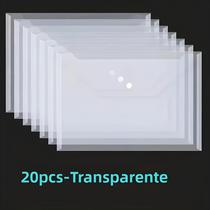 Pastas Plásticas Transparentes Reutilizáveis A4 À Prova d'Água Com Botões (20 Peças) Para