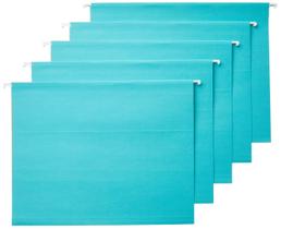 Pastas Suspensas Amazon Basics - Tamanho Carta - Pacote com 25 (Azul Aqua)