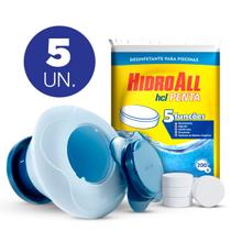 Pastilha 200g hcl penta 5 em 1 hidroall e flutuador para limpeza de piscinas 5 unidades Pastilha 200g hcl penta 5 em 1 hidroall e flutuador para limpeza de piscinas 5 unidades