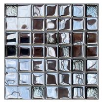 Pastilha Adesiva Cromada Glass - Kit com 4 Placas Adesivas 3M