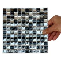 Pastilha Adesiva Mini Cromada Branca, Cinza e Preta - Kit com 4 Placas 3M Pastilha Adesiva Mini Cromada Branca, Cinza e Preta - Kit com 4 Placas 3M