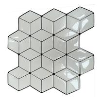 Pastilha Adesiva Resinada Cubo Branca com Rejunte Preto - 1m² - 13 Placas Pastilha Adesiva Resinada Cubo Branca com Rejunte Preto - 1m² - 13 Placas