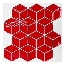 Pastilha Adesiva Resinada Cubo Vermelho 28,5cm x 28,5cm - Ideal para Banheiro, Cozinha e Lavanderia