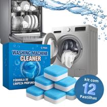 Pastilha De Limpeza Efevervecente Para Máquina Lavar Roupas E Louças Kit com 12 Tabletes