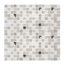 Pastilha de Mármore e Vidro Quadrados 1,5cm Diamond Glass Mosaic 6MMX30CMX30CM (Placa) Branco/Bege