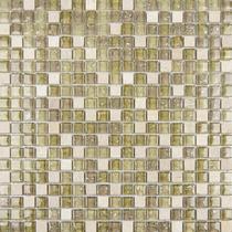 Pastilha de Mármore e Vidro30cmx30cm Glass Mosaic (placas) Bege