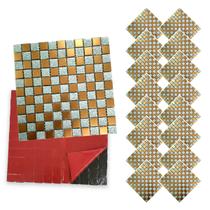 Pastilha De Vidro Adesiva Kit 16 Uni Parede Cozinha Lavabo Banheiro Sala Facil Aplicacao Decorativa Moderna Requintado
