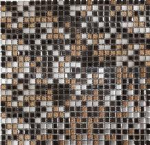 PASTILHA DE VIDRO COM ESPELHO MM03 - MIRROR MOSAIC BEGE/ROSE GOLD 30x30cm