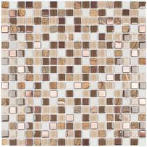 PASTILHA DE VIDRO COM METRA E METAL SMG103 - SLIM CREME E MARROM 30,5x30,5cm
