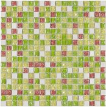 PASTILHA DE VIDRO COM PEDRA (CREAQUELADA) GS307 - GLASS STONES VERDE 31x31cm