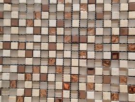 Pastilha de vidro com pedra e metal GS552 - GLASS STONES ROSE GOLD 30x30cm 6mm Pastilha de vidro com pedra e metal GS552 - GLASS STONES ROSE GOLD 30x30cm 6mm