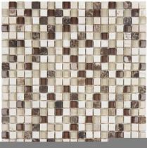 PASTILHA DE VIDRO COM PEDRA GS913 - GLASS STONES MARRON 30x30cm