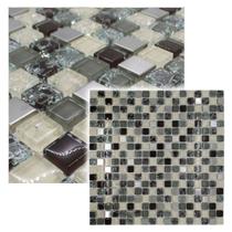 Pastilha de Vidro Craquelado e Aço Mescla 30x30cm - La Bella Griffe