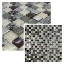 Pastilha de Vidro Craquelado e Aço Mescla 30x30cm - La Bella Griffe