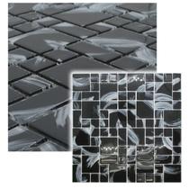 Pastilha de Vidro Cristal 3Tam Pintada A Mão Preto 30x30cm - La Bella Griffe