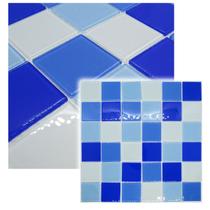 Pastilha de Vidro Cristal Azul Branca Mescla Grande 30x30cm - La Bella Griffe