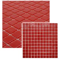 Pastilha de Vidro Cristal Vermelha Lisa Para Cozinha Parede 30x30cm - La Bella Griffe