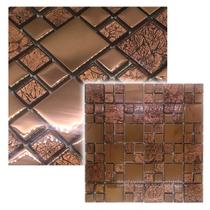 Pastilha de Vidro Grande Cobre Efeito Metalizado 30x30cm - La Bella Griffe