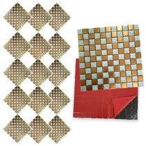 Pastilha De Vidro Kit 15 Uni Adesiva Parede Cozinha Sala Banheiro Decorativa Moderna Requintado Reforma Facil Aplicacao