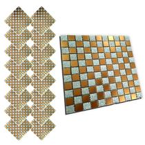 Pastilha De Vidro Kit 16 Uni Adesiva Parede Cozinha Sala Banheiro Decorativa Facil Aplicacao Requintado Reforma Moderna