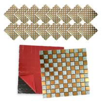 Pastilha De Vidro Kit 16 Uni Adesiva Parede Cozinha Sala Banheiro Decorativa Moderna Requintado Reforma Facil Aplicacao