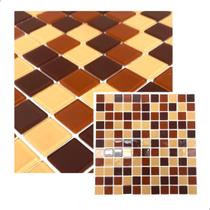 Pastilha De Vidro La Bella Para Cozinha Banheiro Piscina Cristal Mescla Marrom Terra Cota 30x30cm