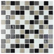 Pastilha de Vidro MIX2510 - MISC CRISTAL PRETO E CINZA 30x30cm 4mm Pastilha de Vidro MIX2510 - MISC CRISTAL PRETO E CINZA 30x30cm 4mm