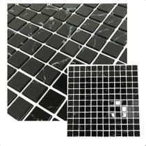 Pastilha De Vidro Para Banheiro Cozinha Preta Marmore 30x30cm La Bella Griffe