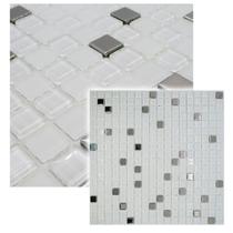 Pastilha de Vidro Para Cozinha Efeito Metalizado Branco Neve 30x30cm - La Bella Griffe Pastilha de Vidro Para Cozinha Efeito Metalizado Branco Neve 30x30cm - La Bella Griffe